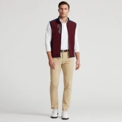 RLX Golf Gilet - Tech Terry Vest - Harvard Wine AW23 -Golf Fashion Shop rlx golf gilet tech terry vest harvard wine aw23 golfposer 34