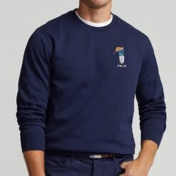 RLX Golf Jumper - Bear Logo Crew Neck - Refined Navy AW23 -Golf Fashion Shop rlx golf jumper bear logo crew neck refined navy aw23 785919997001 82