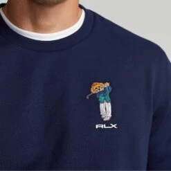 RLX Golf Jumper - Bear Logo Crew Neck - Refined Navy AW23 -Golf Fashion Shop rlx golf jumper bear logo crew neck refined navy aw24 785919997001 83