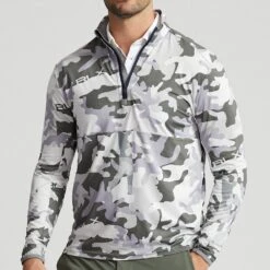 RLX Golf Pullover - Camo Driver Printed QZ - Peak Grey AW23 -Golf Fashion Shop rlx golf pullover camo driver printed qz peak grey aw23 golfposer 12