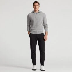 RLX Golf Pullover - Cashmere Hoodie - Steel Grey Heather AW23 -Golf Fashion Shop rlx golf pullover cashmere hoodie steel grey heather aw23 golfposer 39