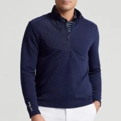 RLX Golf Pullover - Quilted Tech Jersey - Refined Navy AW23 -Golf Fashion Shop rlx golf pullover quilted tech jersey refined navy aw23 785915863003 12