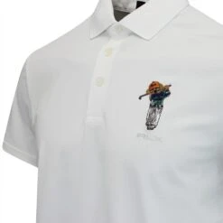 RLX Golf Shirt - Airtech Bear Logo Polo - Ceramic White AW23 -Golf Fashion Shop rlx golf shirt airtech bear logo polo ceramic white aw23 50494317 100 106