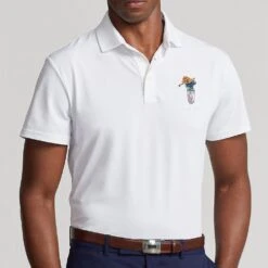 RLX Golf Shirt - Airtech Bear Logo Polo - Ceramic White AW23 -Golf Fashion Shop rlx golf shirt airtech bear logo polo ceramic white aw23 785915864001 66