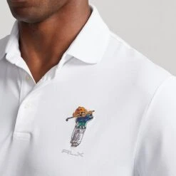 RLX Golf Shirt - Airtech Bear Logo Polo - Ceramic White AW23 -Golf Fashion Shop rlx golf shirt airtech bear logo polo ceramic white aw23 785915864001 67
