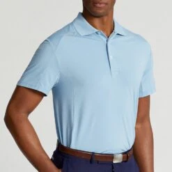 RLX Golf Shirt - Peached Airflow - Powder Blue SS23 -Golf Fashion Shop rlx golf shirt peached airflow powder blue ss23 785899228 002 12