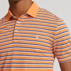 RLX Golf Shirt - PP Stripe Tour Pique - Classic Peach SS23 -Golf Fashion Shop rlx golf shirt pp stripe tour pique classic peach ss23 785899297 002 23