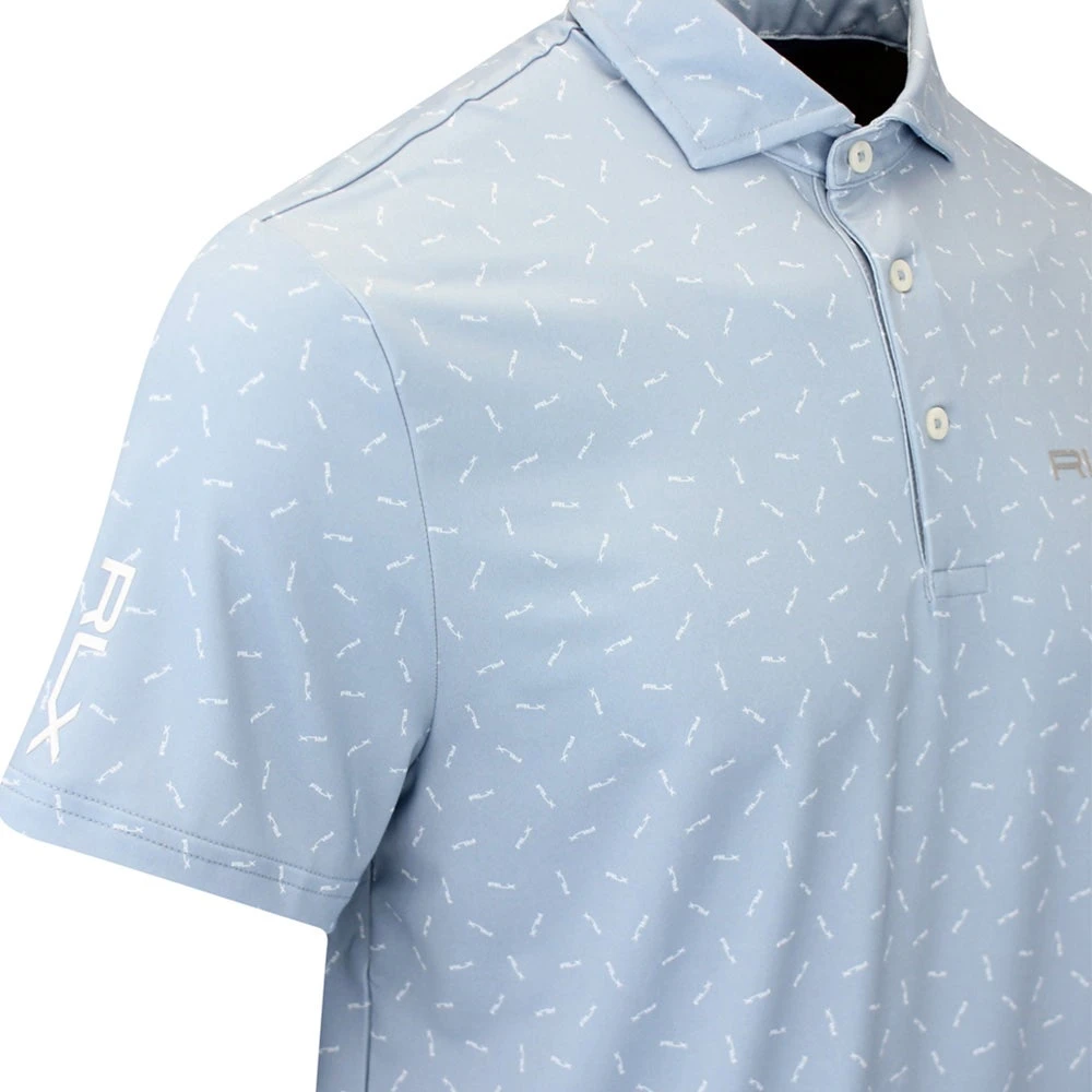 RLX Golf Shirt - Tossed Logo Printed Airflow - Vessel Blue AW23 6 RLX Golf Shirt - Tossed Logo Printed Airflow - Vessel Blue AW23 - Image 4