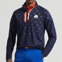RLX Golf Pullover - Ryder Cup Brushback QZ - Team USA 2023 -Golf Fashion Shop rlx ralph lauren detail shot 0008 s7 1488030 alternate10
