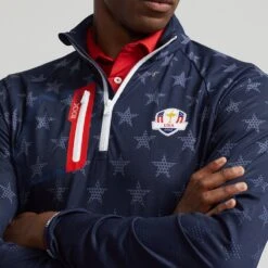 RLX Golf Pullover - Ryder Cup Brushback QZ - Team USA 2023 -Golf Fashion Shop rlx ralph lauren detail shot 0008 s7 1488030 alternate11